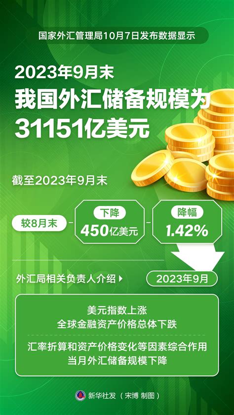 图表 经济 2023年9月末我国外汇储备规模为31151亿美元 新华社 降幅为 显示