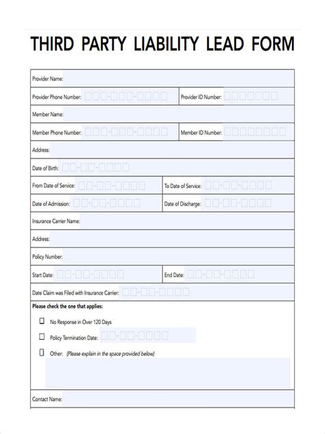 Free 5 Third Party Liability Forms In Ms Word Pdf