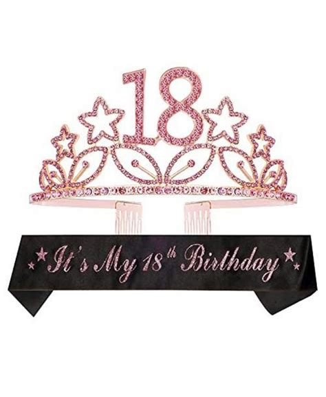 Meant2tobe 18th Birthday Sash And Tiara For Women Fabulous Set Glitter Sash Stars