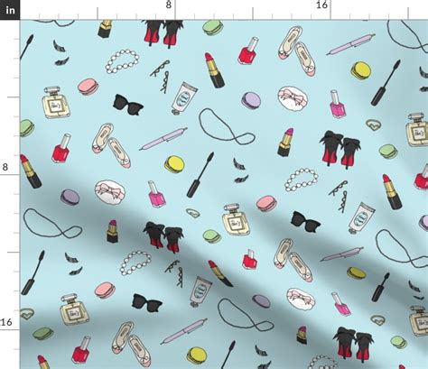Girly Things Blue Fabric Spoonflower