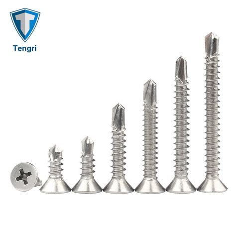 Stainless Steel 410 Cross Recessed Flat Phillips Din7504p Countersunk Head Self Drilling Screw