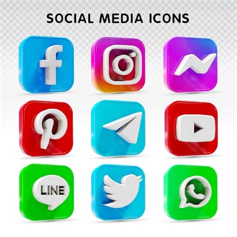 Social Media Symbole 3d Set Mit Facebook Instagram Twitter Tiktok