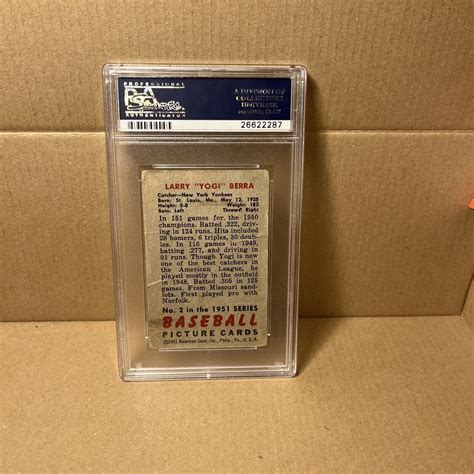 1951 Bowman Yogi Berra PSA 1 HOF 2 New York Yankees Vintage Baseball