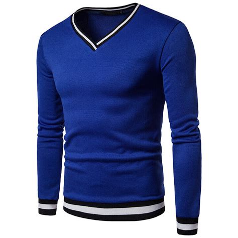 Herren V Ausschnitt Pullover Slim Fit Strick Langärmelig Freizeit Baumwol Ebay