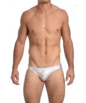 Mens Liquid Metallic Contour Pouch Bikini Swimsuit By Silver Ice