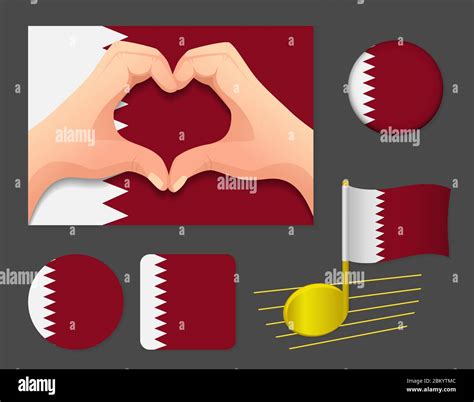 Qatar Flag Icon National Flag Of Qatar Vector Illustration Stock