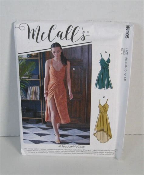 Mccall S M Wrap Dress Size A Straps Bow Back Various