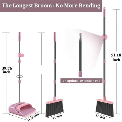 Upgrade Broom And Dustpan Set Self Cleaning With Dustpan Teeth Indoor