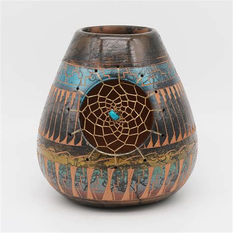 Native American Navajo Pottery Vase By Sylvia Johnson Navajo Pottery