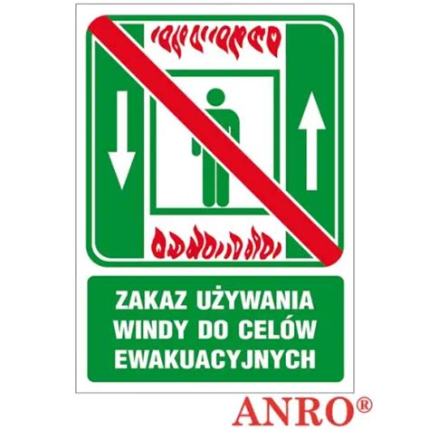 Znak ewakuacyjny Zakaz używania windy do celów ewakuacyjnych ZZ 50E