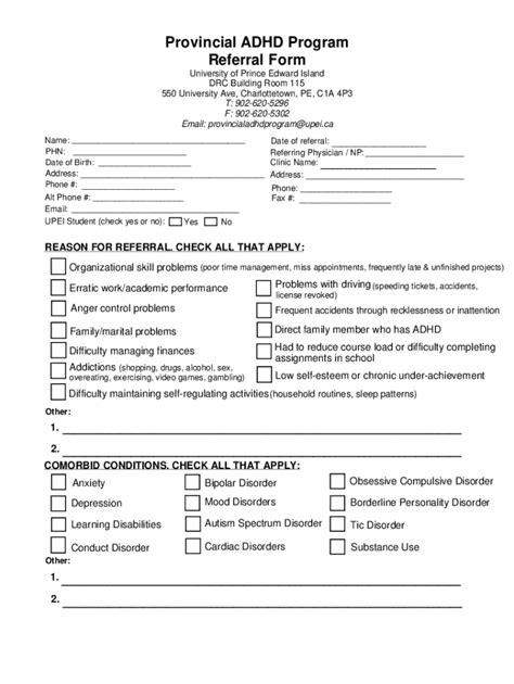 Fillable Online Provincial ADHD Program Referral Form Fax Email Print