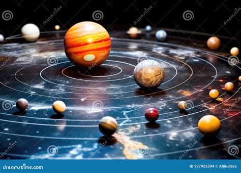 solar system model showing  planetary orbits stock photo