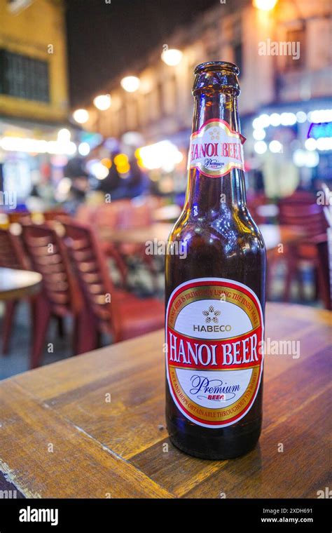 Hanoi Vietnam 28 Jan 2024 A Bottle Of Hanoi Beer On A Table In A