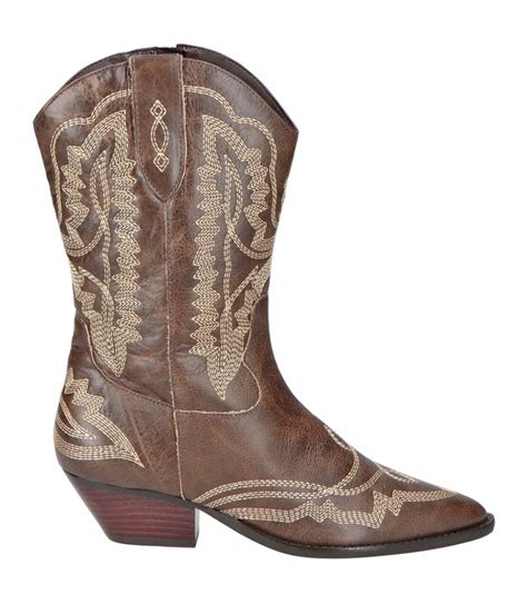 BOTA SALTO BAIXO WESTERN LUIZA BARCELOS MARROM Acquarela Shop