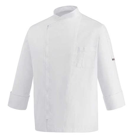 Chaqueta De Chef De Microfibra Blanca Con Cremallera Zip Egochef