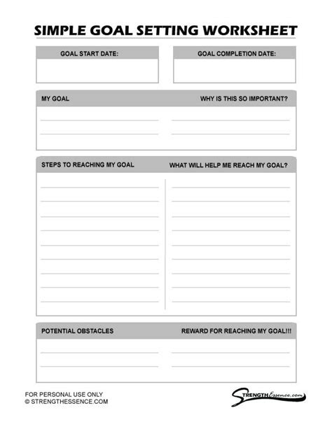 Goal Setting Worksheet Pdf