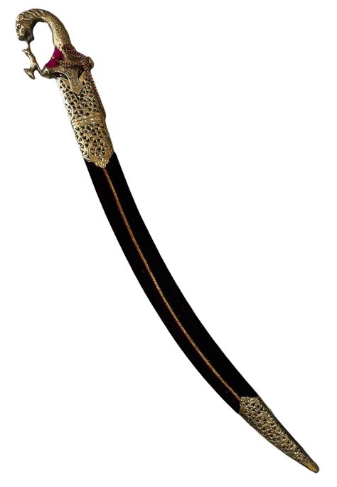 Handcrafted Indian Talwar Sword Lion Style Brass Hilt Mahroon Sheath