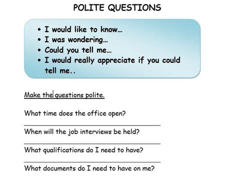 Making Questions Polite In English Teaching Resources