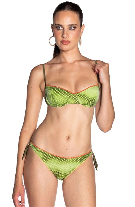 Bikini balconette con aros de malla sombreada Talla S Resbalón escamas cobertura media Color Verde