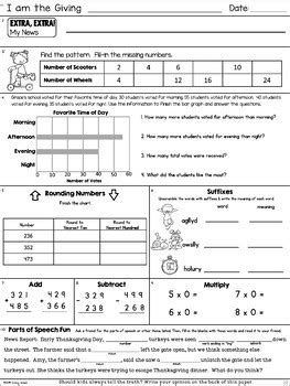 November Third Grade Morning Work Math And Ela Pdf And Digital By Emily