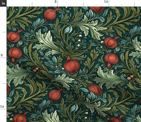 Pomegranate William Morris Inspired Fabric Spoonflower