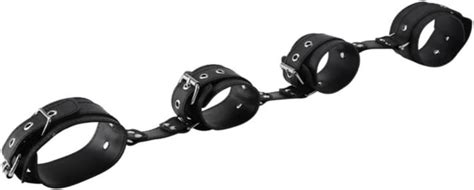 Naughty Drawer Leather Wrist To Ankle Restraints Bondage Gear Sex Toys Handcuffs Adult