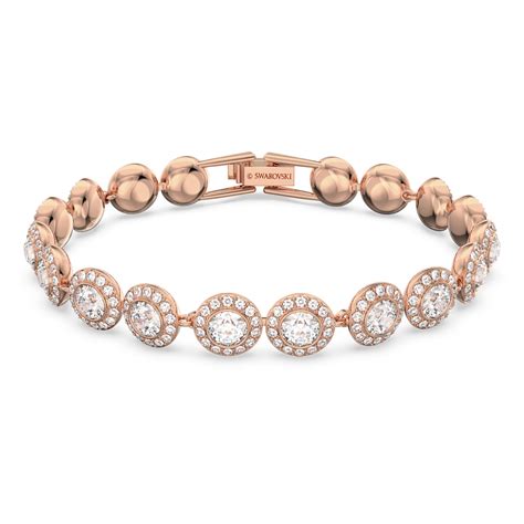 Angelic Bracelet Round Cut White Rose Gold Tone Plated Swarovski