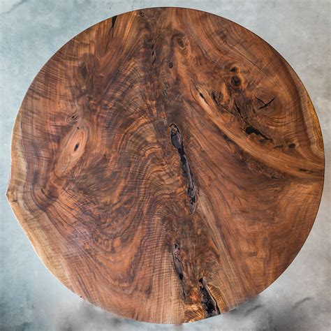 Black Walnut Live Edge Round Dining Table Arbutus Legs Handmade