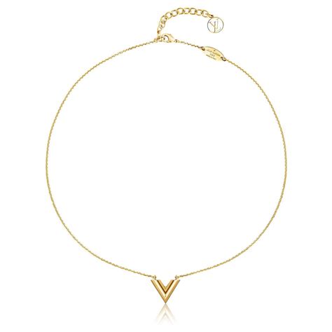 Louis Vuitton Essential V Necklace Vuitton Golden Metal Ref 218170 Joli Closet