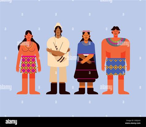 Indigenous People With Traditional Cloth Icon Group Stock Vector Image