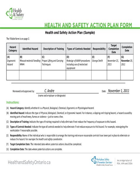 15 + Health and Safety Action Plan Templates - PDF, Google Docs, MS Word, Apple Pages