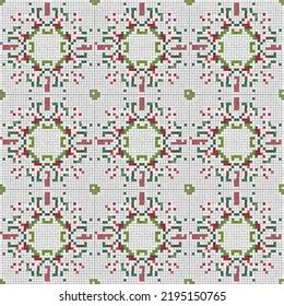 Seamless Christmas Poinsettia Cross Stitch Pattern Stock Illustration