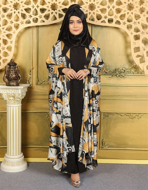 Black White Shrug Abaya With Stoned Work Irani Borka Bazar