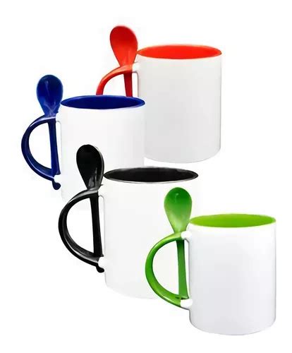 Taza Sublimaci N Interior De Color Con Cuchara Piezas Env O Gratis