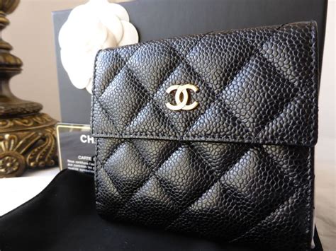 Chanel Bifold Compact Wallet In Black Caviar With Gold Hardware Sold