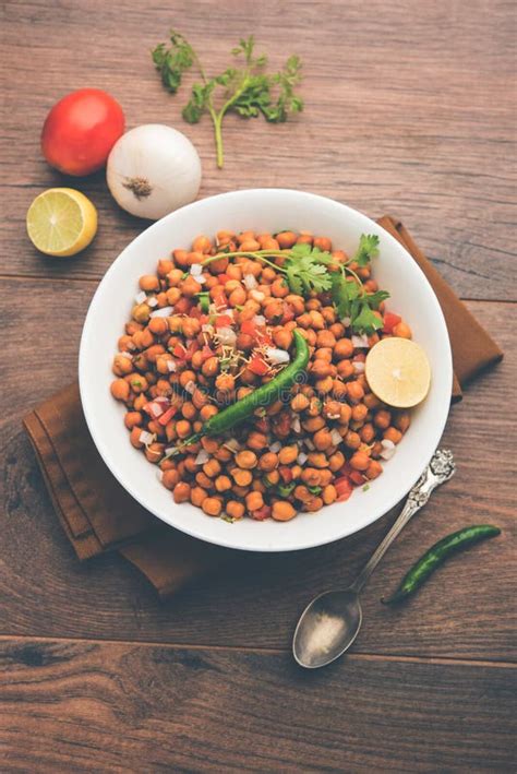 Black Chickpea Chaat Or Kala Chana Chat Recipe Stock Photo Image Of