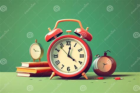 Back To School Concept With Alarm Clock Stock Illustration