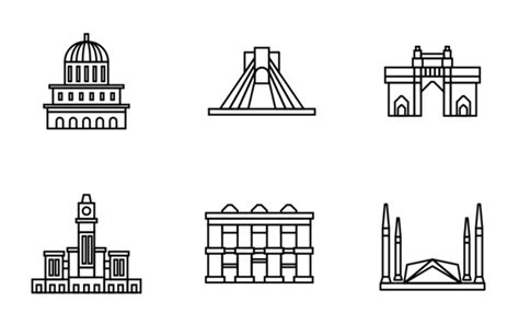 Europe Landmark Icon Pack Black Outline 39 Svg Icons