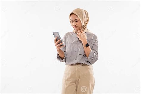 A Woman With Hijab Standing With A Sullen Face Stock Photo Image Of