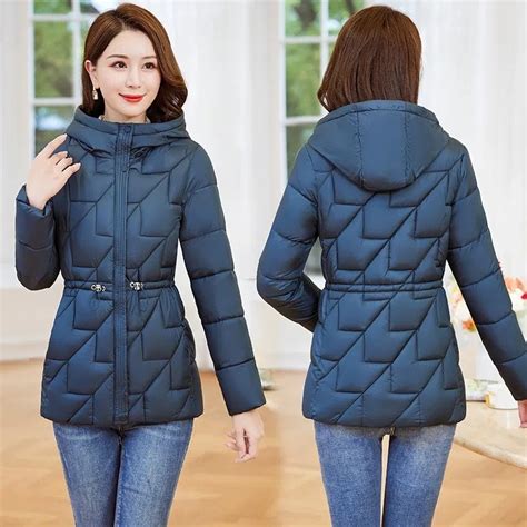 2022 New Autumn Winter Parkas Women Jacket Hooded Slim Waist Down