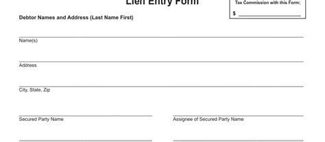 Form Lien Entry Fill Out Printable PDF Forms Online