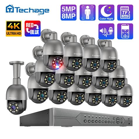 Techage Ch Mp Mp Ptz Ai Poe Sicherheit Ip Kamera System H K