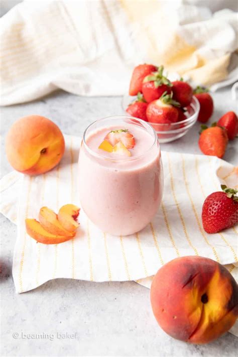 Strawberry Peach Smoothie Beaming Baker