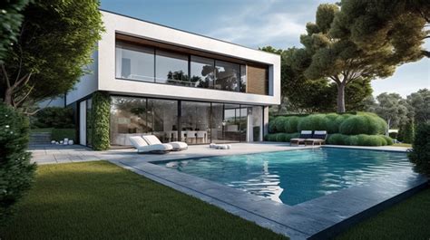 A Contemporary Mansion With Pool And Lush Garden A 3d Perspective