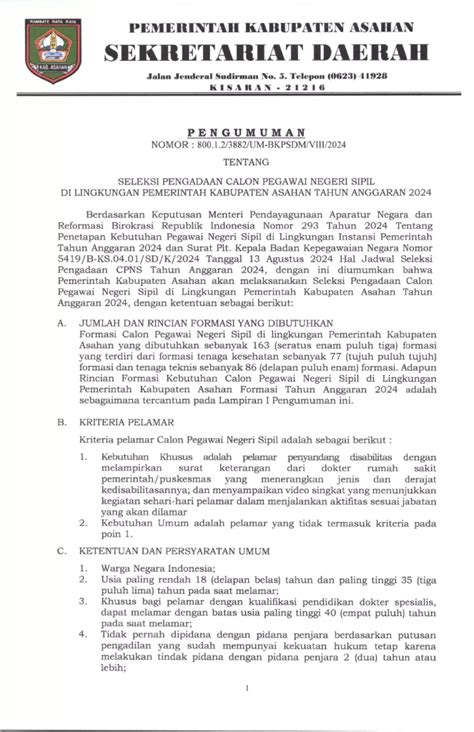 Pengumuman Nomor Um Bkpsdm Viii Tentang Seleksi