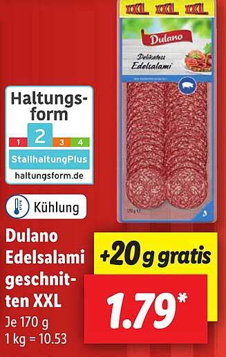 Dulano Edelsalami Geschnitten Xxl Angebot Bei Lidl Prospekte De