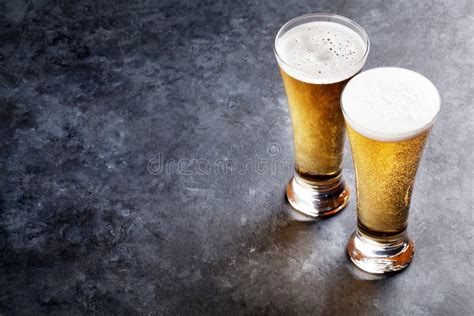 Lager beer glasses stock photo. Image of liquid, copy - 105793698