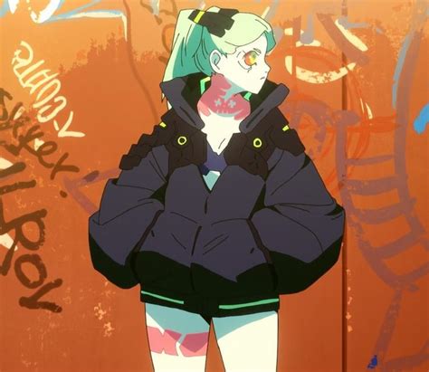 An Anime Character Standing In Front Of A Wall With Graffiti On It S Walls