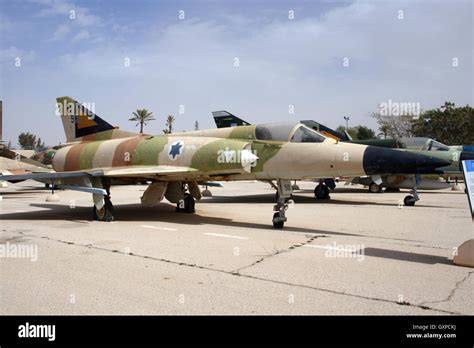 Ex Israeli Air Force IAI Kfir Fighter Jet On Display At The Hatzerim