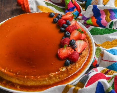 Flan Casero Classic Flan Topped With Fresh Berries Lola S Cocina